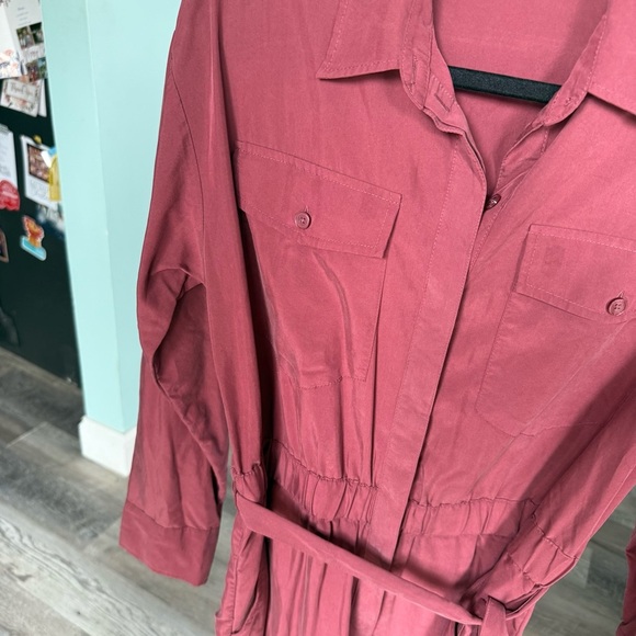 Express Women's Red Utility Button Down Belted Jumpsuit Size Medium - Picture 5 of 9